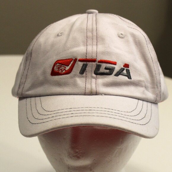 TGA Premier Golf White with Red Baseball Cap Embordered Front and Back - Picture 1 of 4
